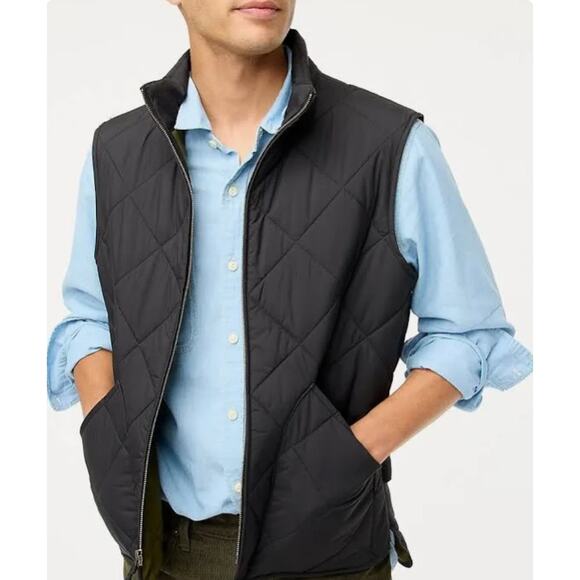 J.Crew Walker Quilted Black Zip Up Hunting Vest Hiking Old Money Outdoors XS - Picture 1 of 9